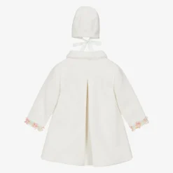 Piccola Speranza Coats & Jackets*Girls Ivory Coat & Bonnet Set