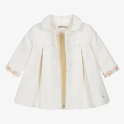 Piccola Speranza Coats & Jackets*Girls Ivory Coat & Bonnet Set