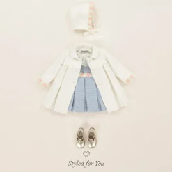 Piccola Speranza Coats & Jackets*Girls Ivory Coat & Bonnet Set