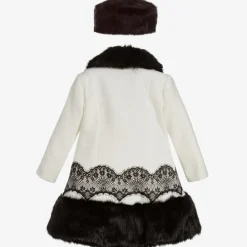Romano Princess Coats & Jackets*Girls Ivory Coat & Faux Fur Hat Set