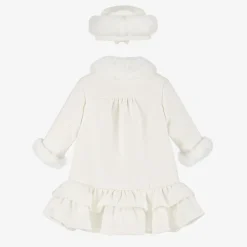 Sarah Louise Coats & Jackets*Girls Ivory Coat & Hat Set