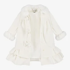 Sarah Louise Coats & Jackets*Girls Ivory Coat & Hat Set
