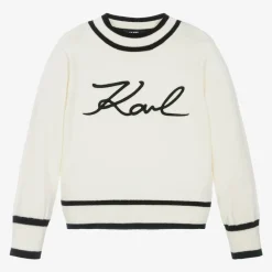KARL LAGERFELD KIDS Tops*Girls Ivory Cotton & Cashmere Knit Sweater