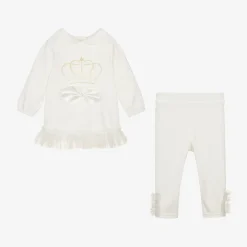 Sofija Outfit Sets|Outfit Sets*Girls Ivory Cotton & Tulle Leggings Set