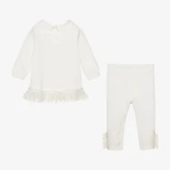 Sofija Outfit Sets|Outfit Sets*Girls Ivory Cotton & Tulle Leggings Set