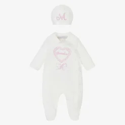 Monnalisa Gifts|Babysuits*Girls Ivory Cotton Babygrow Set