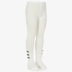 Pretty Originals Tights*Girls Ivory Cotton Bow Tights