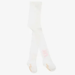 Pretty Originals Tights*Girls Ivory Cotton Bow Tights