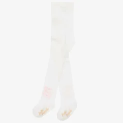 Pretty Originals Tights*Girls Ivory Cotton Bow Tights
