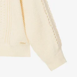 Chloé Tops*Girls Ivory Cotton Cable Knit Sweater
