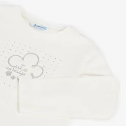 Mayoral Tops*Girls Ivory Cotton Diamanté Top