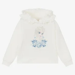 Monnalisa Tops*Girls Ivory Cotton Disney Hoodie