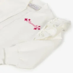Monnalisa Tops*Girls Ivory Cotton Disney Zip-Up Top
