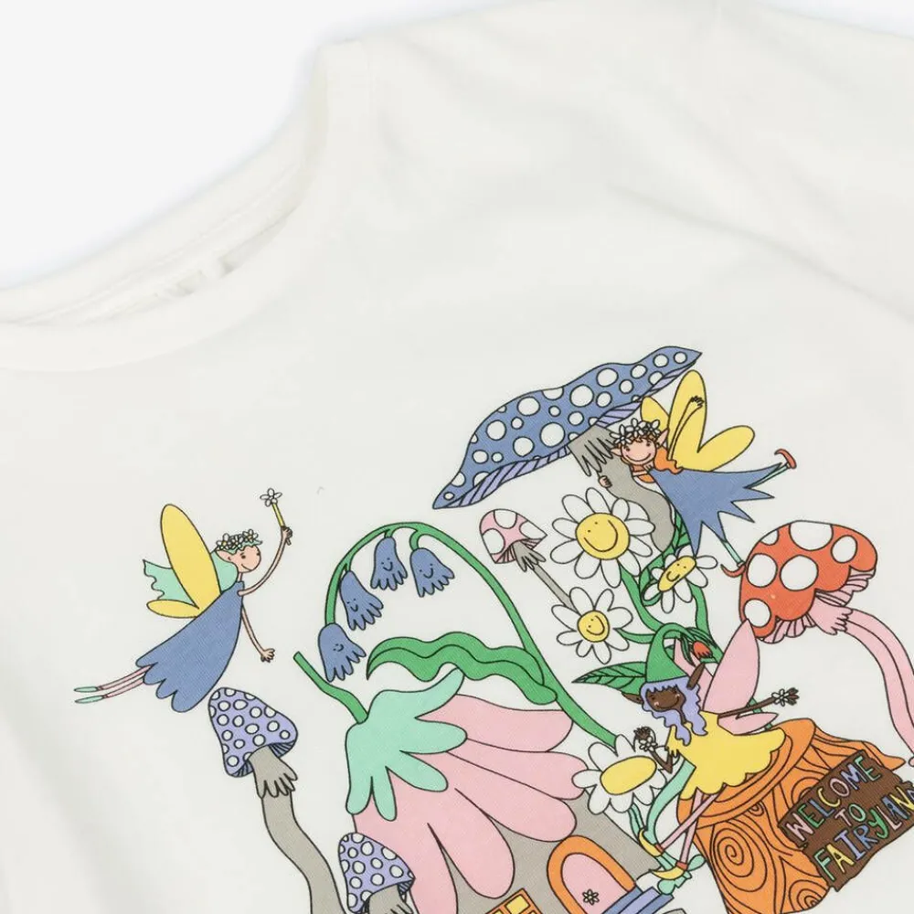Stella McCartney Kids Tops*Girls Ivory Cotton Fairyland T-Shirt