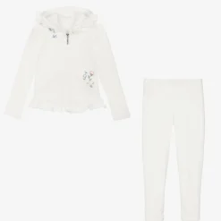 Lapin House Outfit Sets*Girls Ivory Cotton Floral Leggings Set