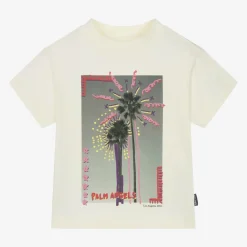Palm Angels Tops*Girls Ivory Cotton Graphic T-Shirt