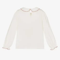 Mayoral Tops*Girls Ivory Cotton Jersey Blouse