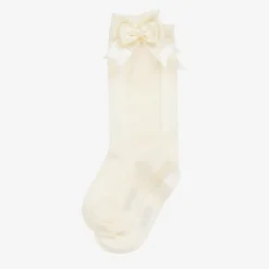 Carlomagno Socks*Girls Ivory Cotton Knee Length Socks