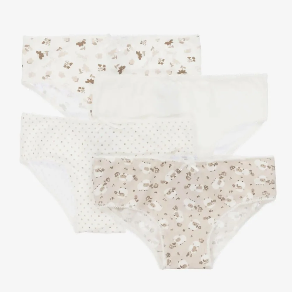 Mayoral Underwear*Girls Ivory Cotton Knickers (4 Pack)