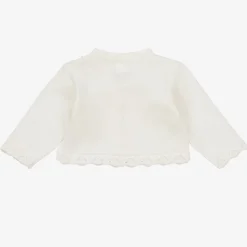 Pretty Originals Tops*Girls Ivory Cotton Knit Bow Cardigan