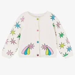 Stella McCartney Kids Tops*Girls Ivory Cotton Knit Star Cardigan
