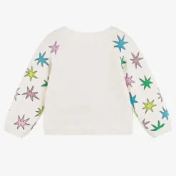 Stella McCartney Kids Tops*Girls Ivory Cotton Knit Star Cardigan