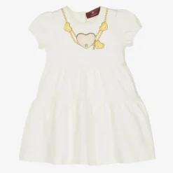 AIGNER Dresses*Girls Ivory Cotton Necklace Print Dress
