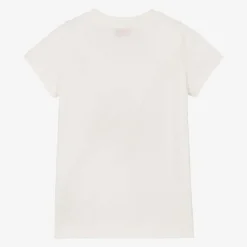 PUCCI Tops*Girls Ivory Cotton Onde T-Shirt