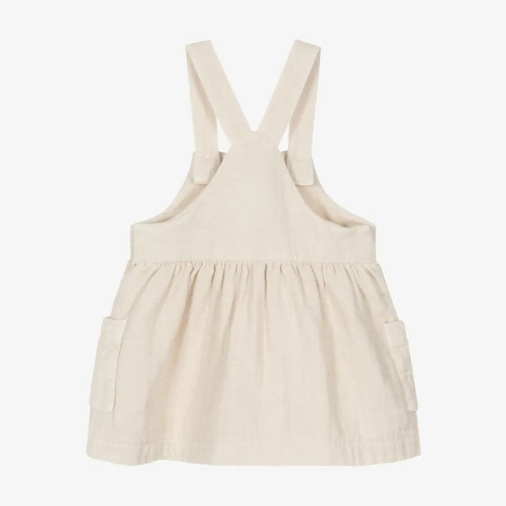 1 + in the family Dresses*Girls Ivory Cotton Pinafore Dress