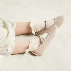 Story Loris Socks*Girls Ivory Cotton Ruffle Socks