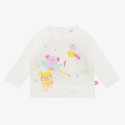 Billieblush Tops*Girls Ivory Cotton Sequin Top