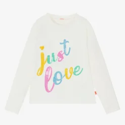Billieblush Tops*Girls Ivory Cotton Sequin Top