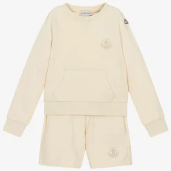 Moncler Enfant Tracksuits*Girls Ivory Cotton Short Tracksuit