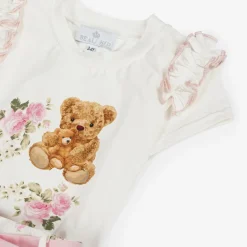 Beau KiD Outfit Sets*Girls Ivory Cotton Teddy Bear Shorts Set