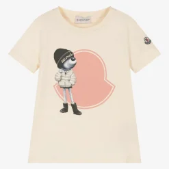 Moncler Enfant Tops*Girls Ivory Cotton T-Shirt