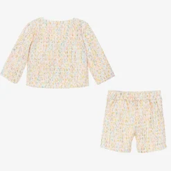 Sofija Outfit Sets|Outfit Sets*Girls Ivory Cotton Tweed Shorts Suit