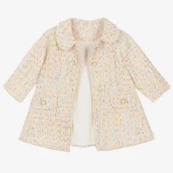 Sofija Coats & Jackets*Girls Ivory Cotton Tweed Coat