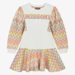 Missoni Dresses*Girls Ivory Cotton Zigzag Dress