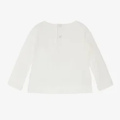 Il Gufo Tops*Girls Ivory Deer Cotton Top