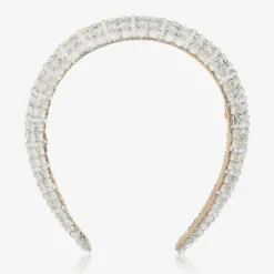 David Charles Hair Accessories*Girls Ivory Diamanté Padded Hairband