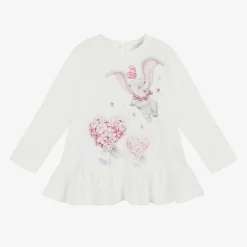 Monnalisa Tops|Tops*Girls Ivory Disney Cotton Tunic Top