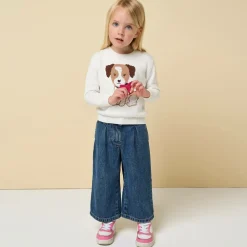 iDO Baby Tops*Girls Ivory Dog Knit Jumper