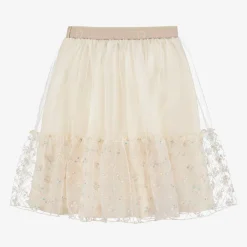 AIGNER Skirts*Girls Ivory Embroidered Tulle Skirt