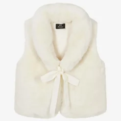Bowtique London Coats & Jackets*Girls Ivory Faux Fur Gilet