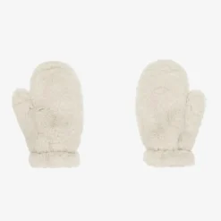 Il Gufo Gloves & Mittens*Girls Ivory Faux Fur Mittens