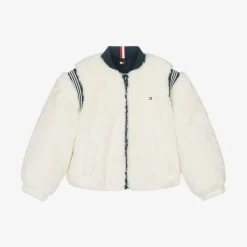 Tommy Hilfiger Coats & Jackets*Girls Ivory Faux Fur Varsity Jacket