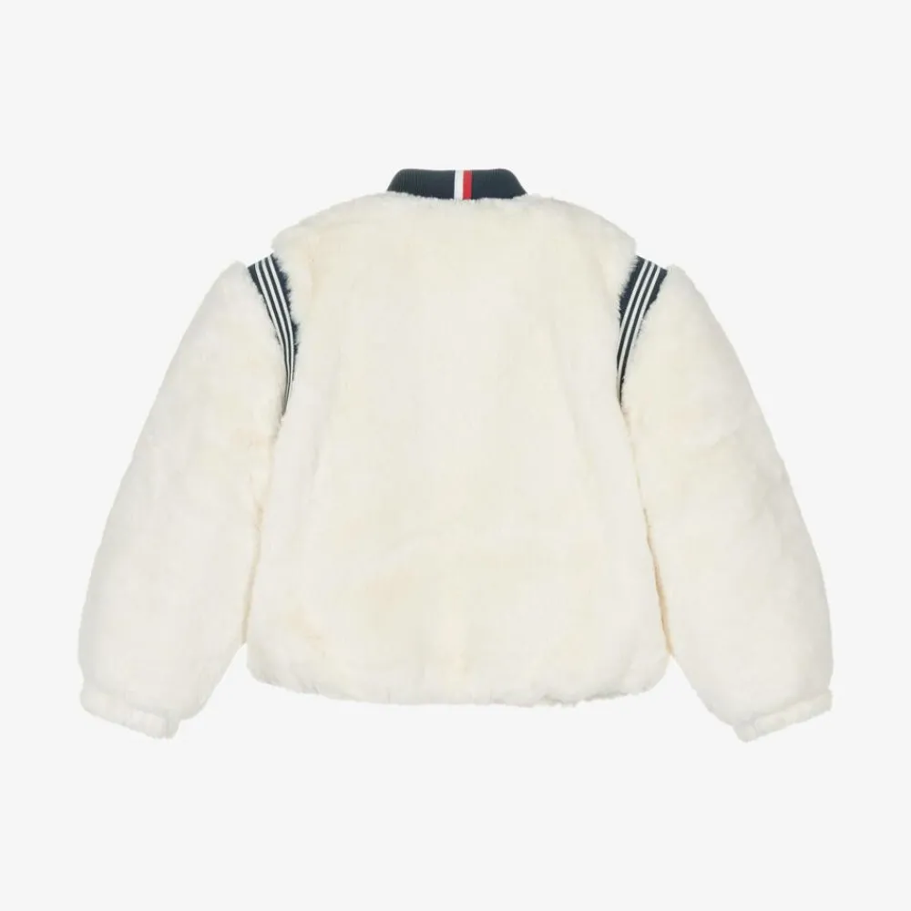 Tommy Hilfiger Coats & Jackets*Girls Ivory Faux Fur Varsity Jacket
