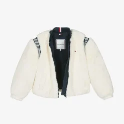 Tommy Hilfiger Coats & Jackets*Girls Ivory Faux Fur Varsity Jacket