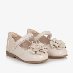 Mayoral Bar Shoes|Bar Shoes*Girls Ivory Faux Patent Leather Shoes