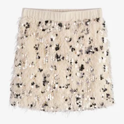 Fun amp; Fun Skirts*Girls Ivory Feather & Sequin Skirt